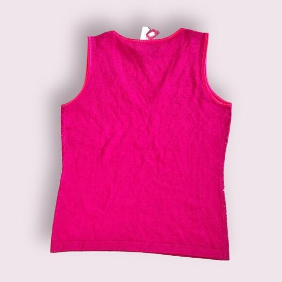 Bloomingdales | NWT Cashmere Silk Blend Sleeveless V-neck Sweater Pink S… - Picture 3 of 4